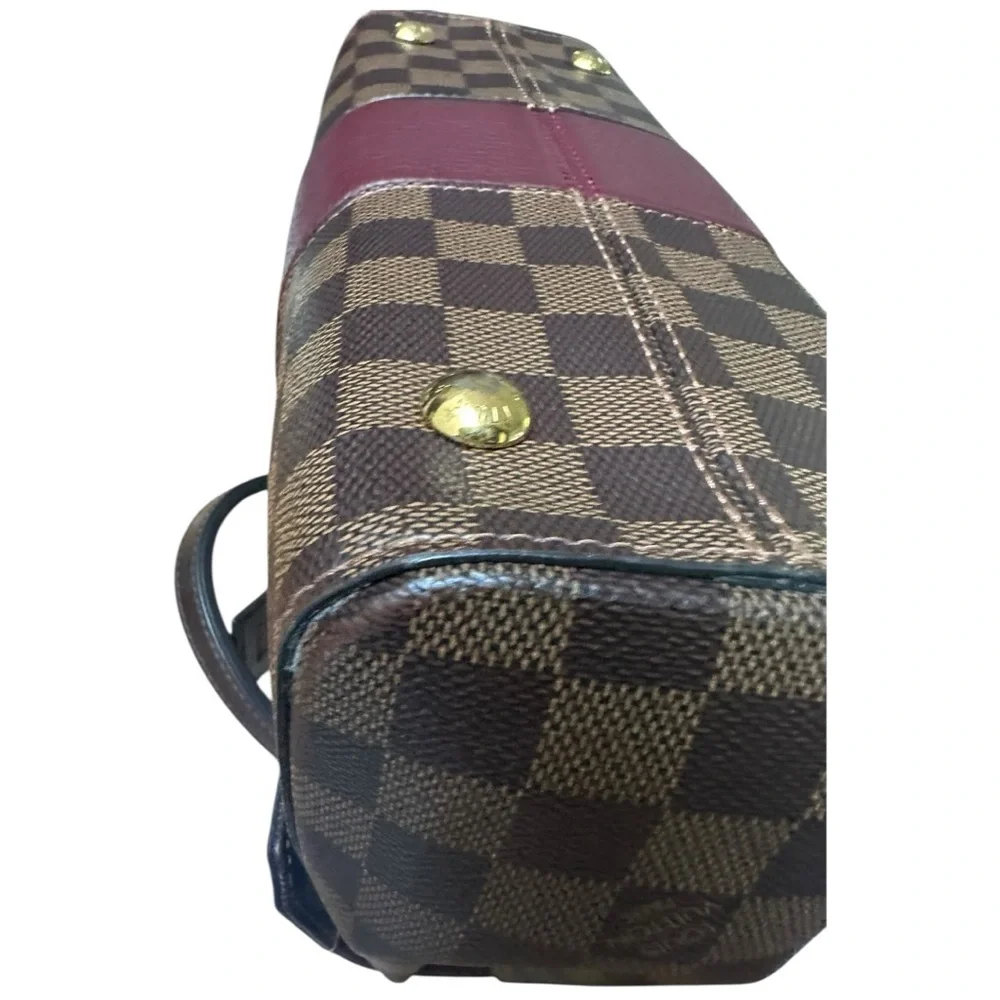 Damier Ebene Bond Street Burgundy Stripe Satchel Handbag Crossbody Strap